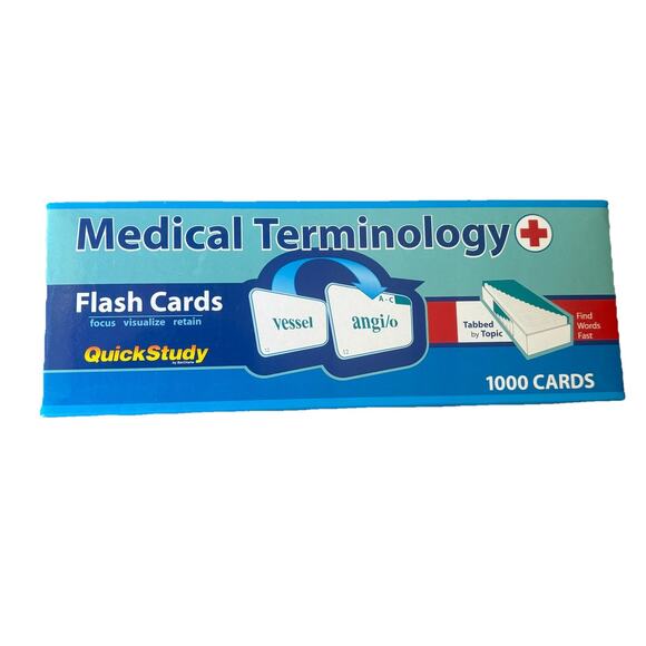 Medical Terminology 1000 Flash Cards QuickStudy Topic Tabs Test Prep Health - Picture 1 of 5